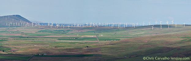 Stacker Butte Panorama View Wind Turbine Impact --  Chris Carvalho/Lensjoy.com