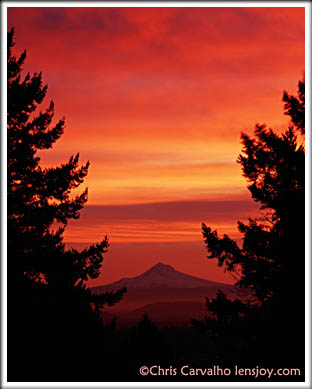 Mount Hood Winter Sunrise -- Photo  Chris Carvalho/Lensjoy.com
